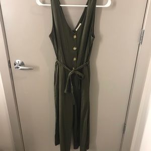 Green jumpsuit, ankle length